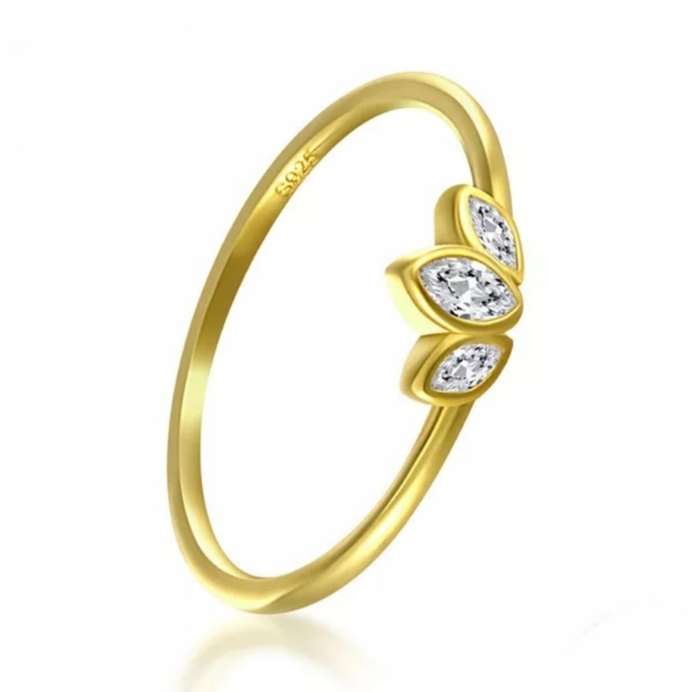 925 Sterling Silver Yellow Gold Cubic Zirconia